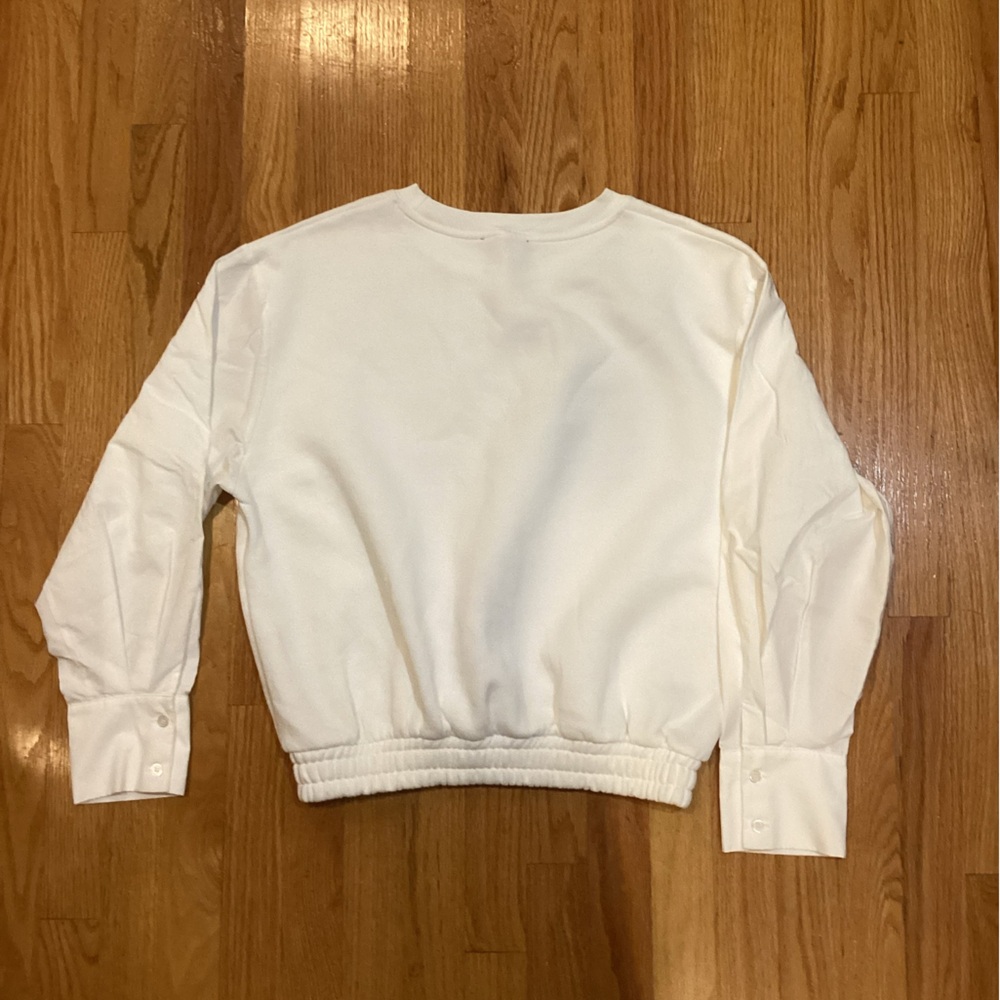 Women’s sleek, fleece sweatshirt pullover with button up shirt, sleeves - Picture 4 of 7